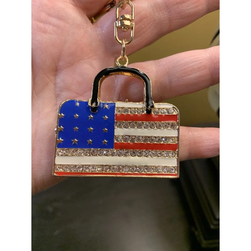 Bag Charm Keychain – Luxury, American Flag, Queen, USA Bling Bag Charm Keychain